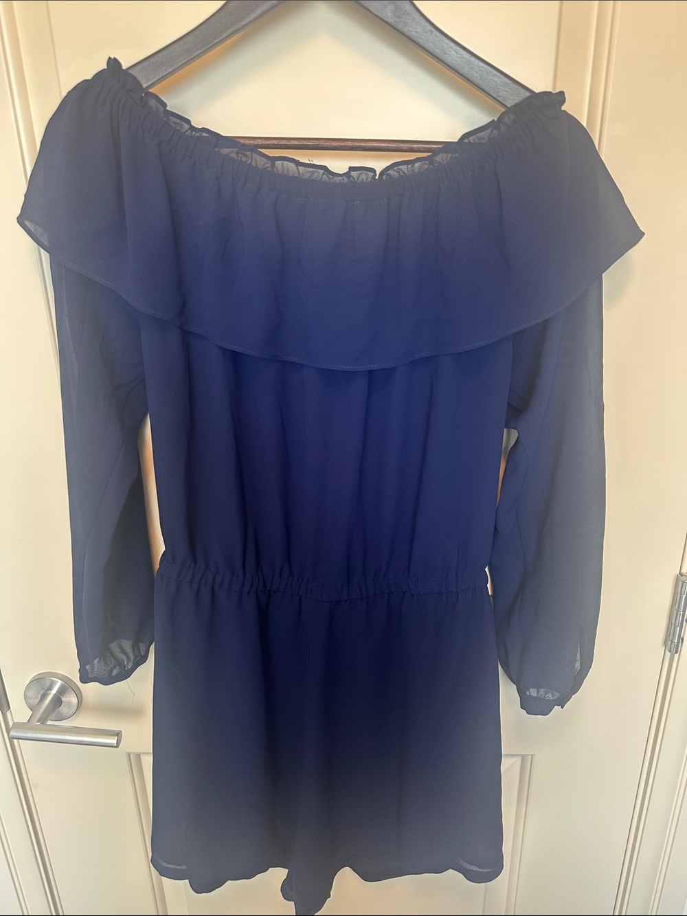Michael Kors Navy Off-Shoulder Ruffle Top - Picture 3 of 3